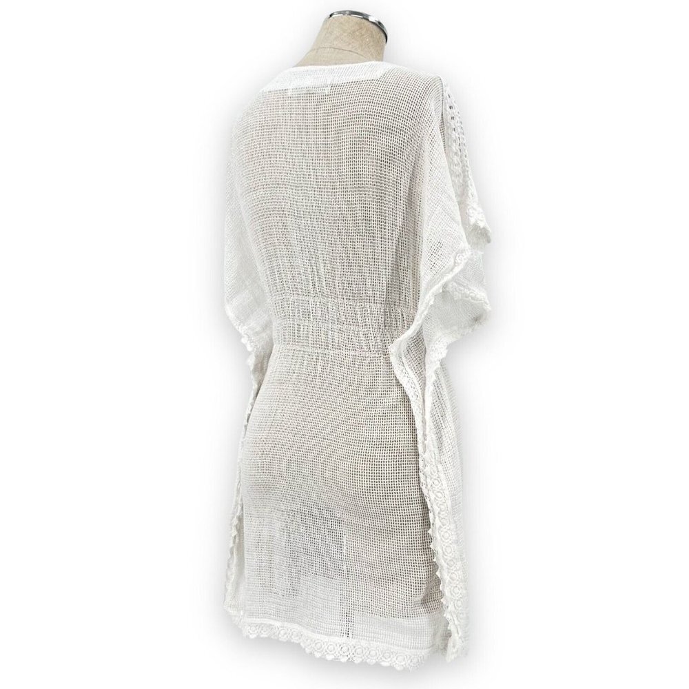 SEASPICE RESORT WEAR Mesh Cover Up Size S Classic Crochet Dress Beach Pool White - Picture 11 of 13
